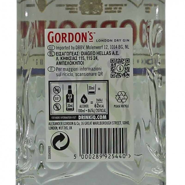 Gordons London Dry Gin 0,7 L 37,5 % vol